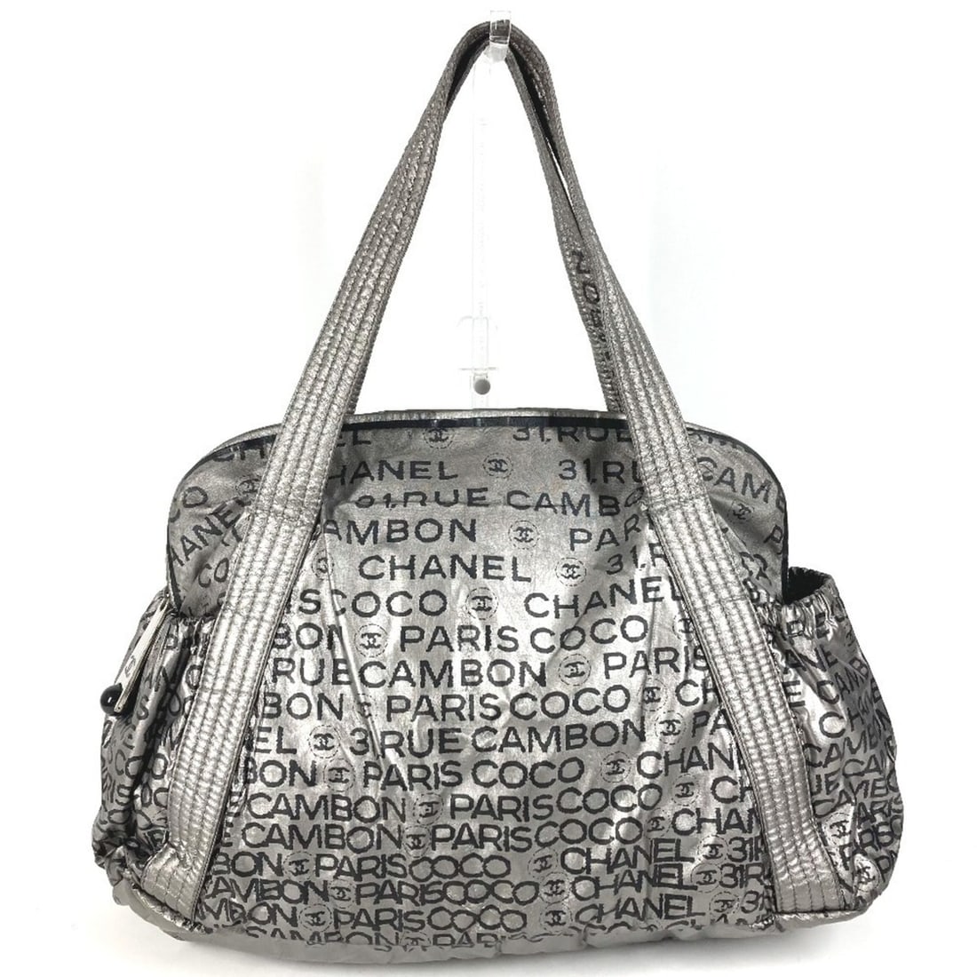 CHANEL Unlimited CC Coco Mark Logo Bag, Handbag, Shoulder Tote Boston Nylon Canvas, Men's, Women's,: --- Catalog ---Category: SizeSize (HxWxD): 28cm x 31cm x 17cm / 11.02'' x 12.2'' x 6.69''Category: DesignType: Boston bag, Handbag, Shoulder bag, Tote bagColor: Black, SilverGender: