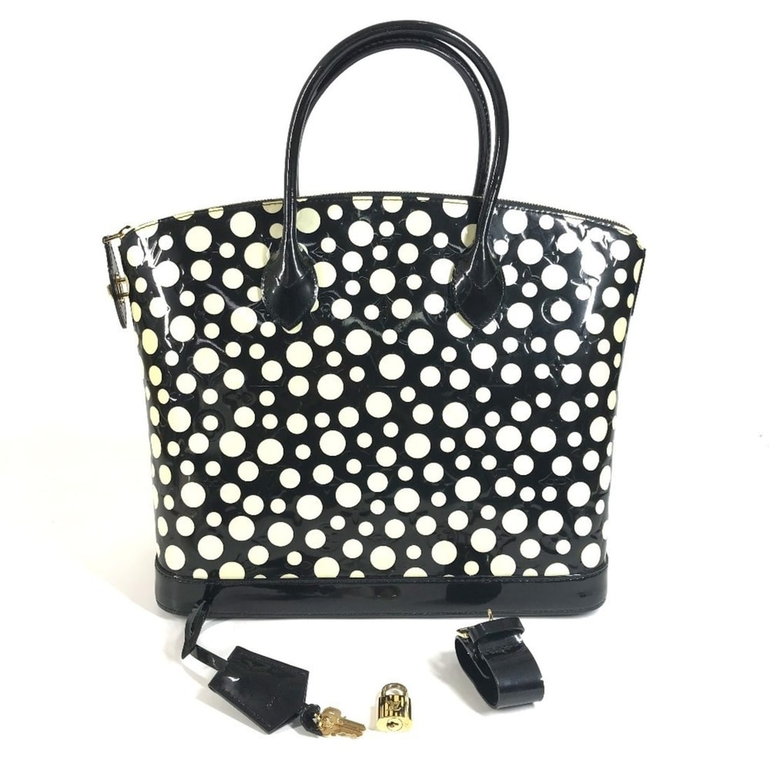 LOUIS VUITTON M91399 Vernis Dot Infinity Yayoi Kusama Lockit MM Bag Tote Polka Handbag Monogram: --- Catalog ---Category: SizeSize (HxWxD): 29.5cm x 33cm x 16.5cm / 11.61'' x 12.99'' x 6.49''Category: DesignType: Handbag, Tote bagColor: Black, WhiteGender: Men,WomenMaterial: Monogram Vernis Categ