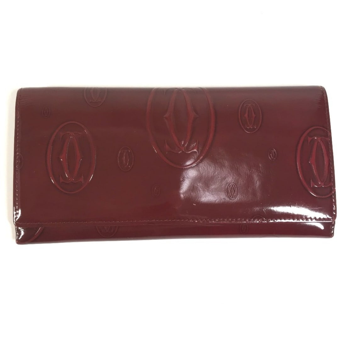 CARTIER Happy Birthday Logo Long Wallet, Patent Leather, Men's/Women's, Red: --- Catalog ---Category: SizeSize (HxWxD): 9.5cm x 19cm / 3.74'' x 7.48''Category: DesignType: Long wallet (bi-fold)Color: Red colorGender: Men,WomenMaterial: Patent leather Category: GeneralBrand: Ca
