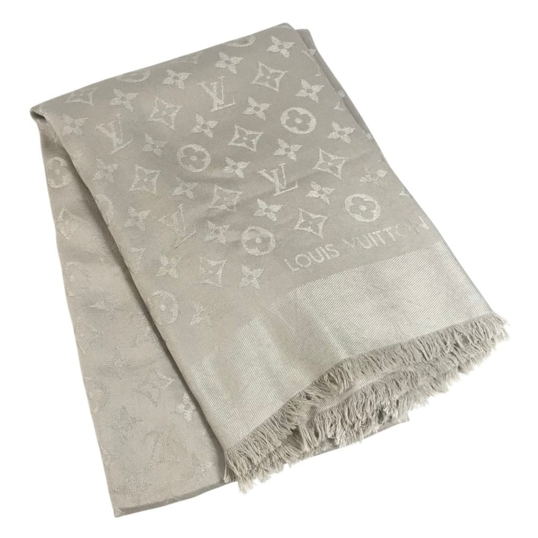 LOUIS VUITTON (Louis Vuitton) Monogram Shawl, Large Size, Apparel Accessory, Stole, Fringe, Scarf, (1 of 20)