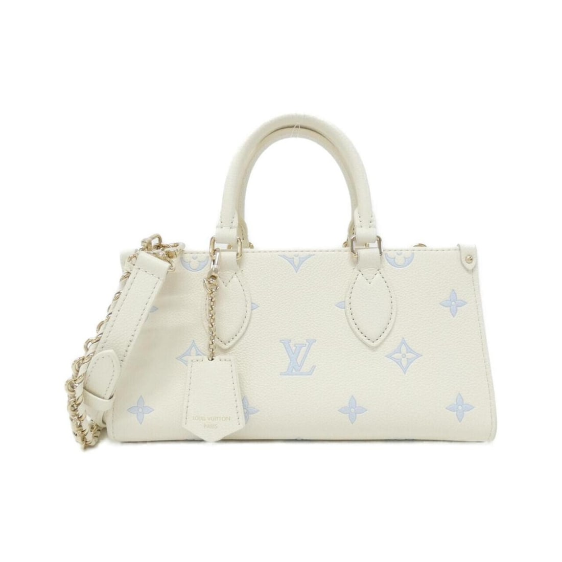 Louis Vuitton Bicolor Monogram Empreinte OnTheGo EW M27577 Handbag: --- Catalog ---Category: SizeSize (HxWxD): 14cm x 27cm x 10cm / 5.51'' x 10.62'' x 3.93''Category: DesignType: HandbagColor: Bicolor, Blue, WhiteGender: WomenMaterial: Leather Category: GeneralBrand: 
