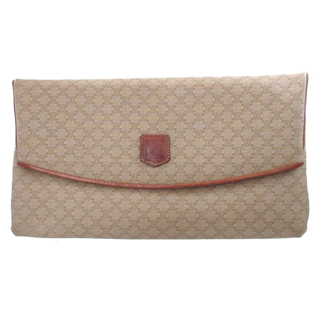 Celine Macadam Leather Beige Brown Clutch Bag 0854CELINE (1 of 13)