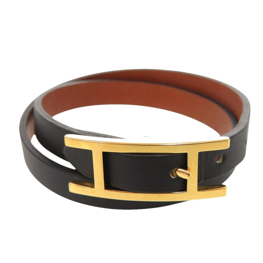Excellent condition Hermes B.A.P. Double Tour Veau Chamonix Noir 064692CC bracelet, black 0136HERMES: --- Catalog ---Category: SizeLength: 38cm / 14.96''Category: DesignType: Charm braceletColor: Brown, Fauve, NoirGender: WomenMaterial: Chamonix leather, MetalColor Grade: LCategory: GeneralMPN: