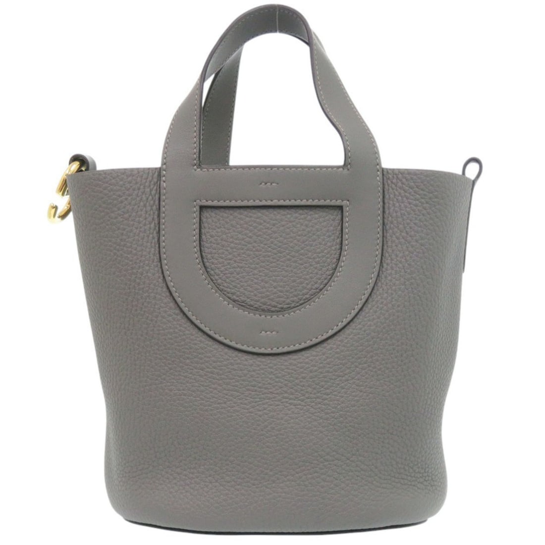 Excellent condition Hermes In the Loop handbag in Taurillon Clemence Swift leather with gold: --- Catalog ---Category: SizeSize (HxWxD): 19cm x 18cm x 12cm / 7.48'' x 7.08'' x 4.72''Category: DesignType: HandbagColor: GrayGender: WomenMaterial: Taurillon clemence leather , Swift leather Catego