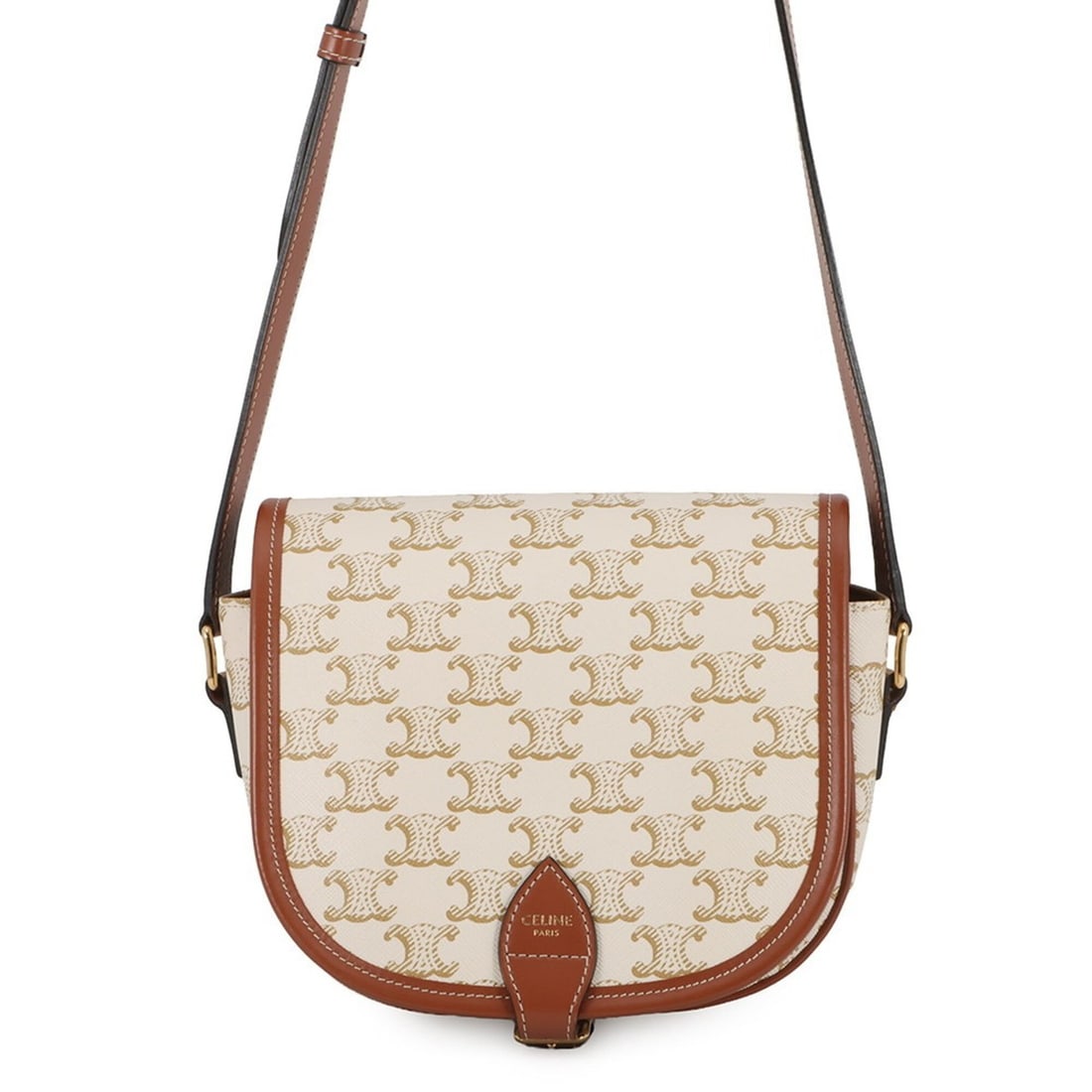 Celine Triomphe Falco Medium Leather Shoulder Bag 191502 CELINE Handbag Women's: --- Catalog ---Category: SizeSize (HxWxD): 16.5cm x 17cm x 7.5cm / 6.49'' x 6.69'' x 2.95''Category: DesignType: Handbag, Shoulder bagColor: Brown, WhiteGender: WomenMaterial: PVC , Leather Category: