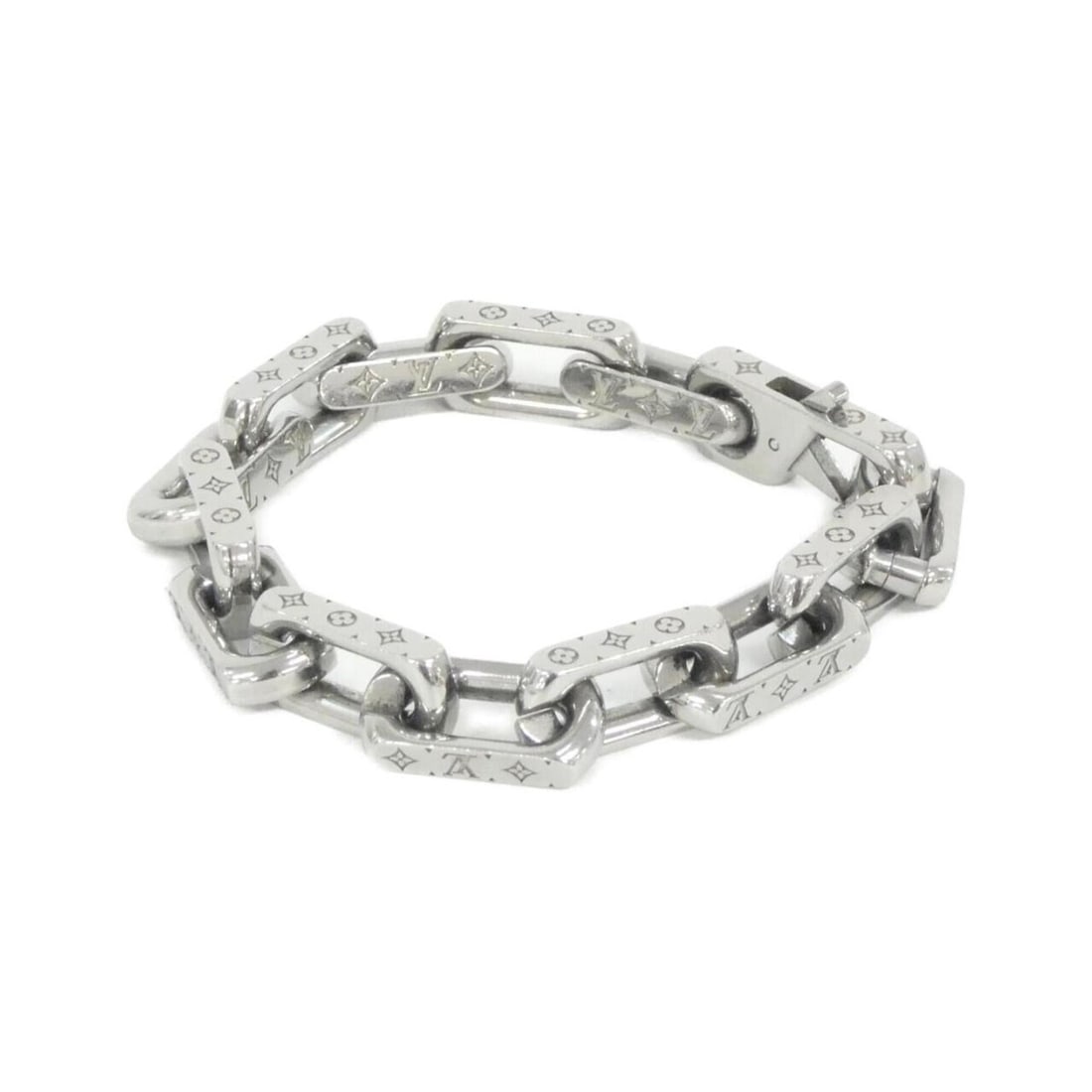 Louis Vuitton Monogram Chain Bracelet M M00308: --- Catalog ---Category: DesignType: Charm braceletColor: SilverGender: Men,WomenCategory: GeneralLine: MonogramBrand: Louis Vuitton--- Item List ---Section: ConditionRanking: Rank A Used - A few