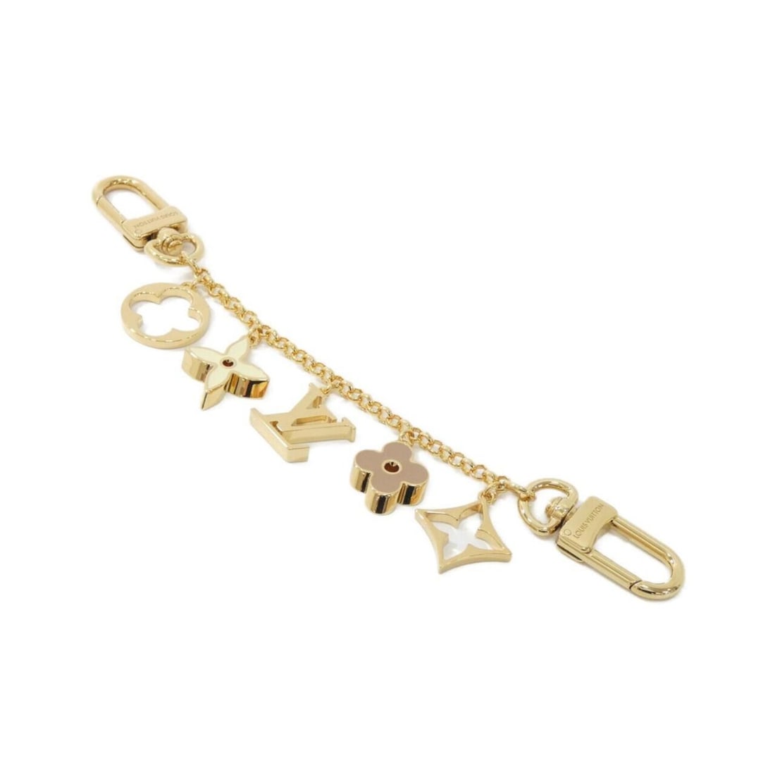 Louis Vuitton Accessory Bag Charm Chain Fleur de Monogram M01413: --- Catalog ---Category: DesignType: Handbag charmColor: Gold, RoseGender: Women,MenCategory: GeneralLine: MonogramBrand: Louis Vuitton--- Item List ---Section: ConditionRanking: Rank A Used - A few