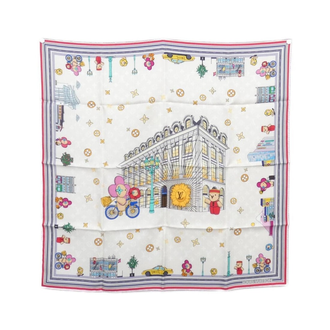Louis Vuitton Carre Vivienne M77905 Scarf/Muffler: --- Catalog ---Category: SizeSize (LxW): 90cm x 90cm / 35.43'' x 35.43''Category: DesignType: ScarfColor: WhiteGender: Men,WomenMaterial: Silk Category: GeneralBrand: Louis Vuitton--- Item List