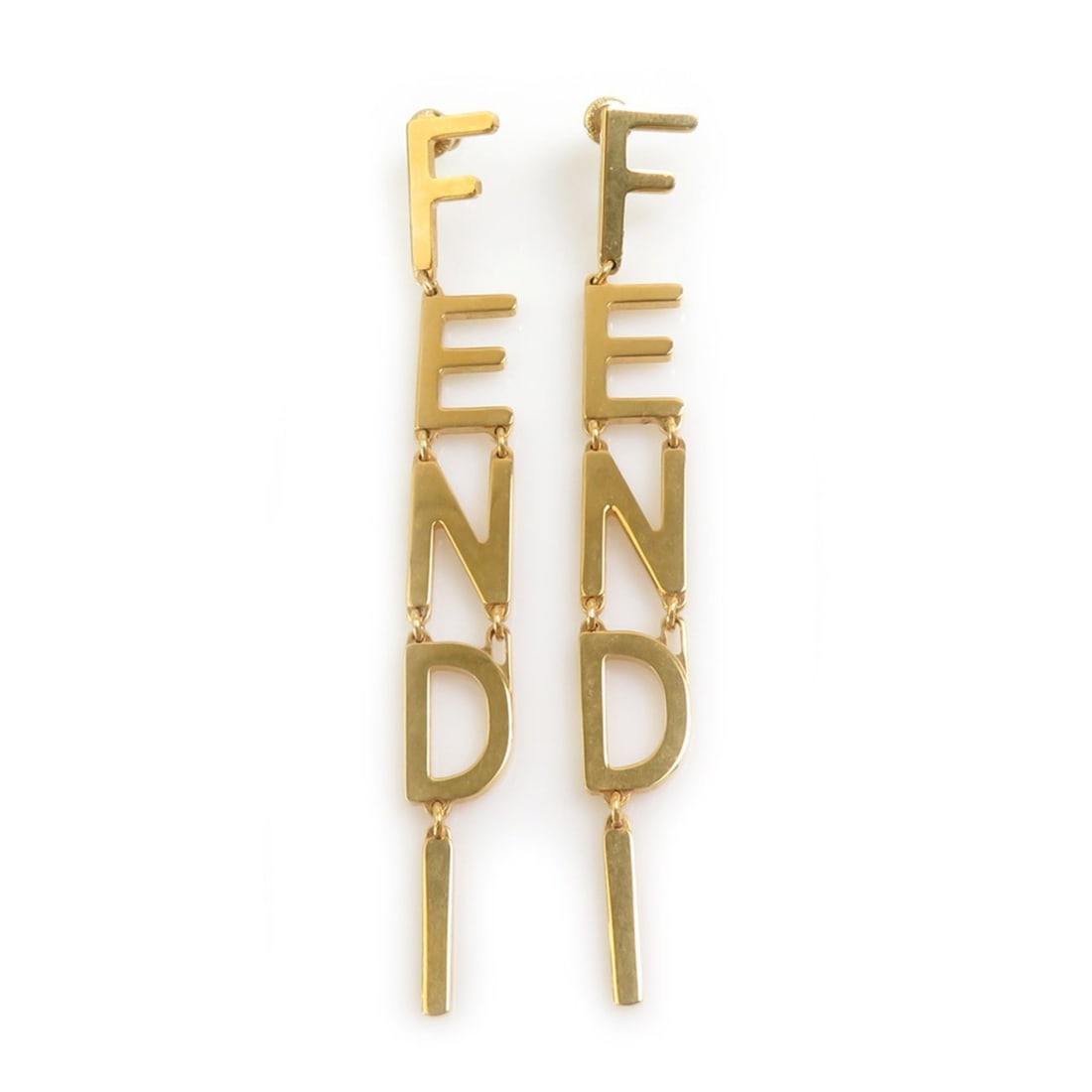 Fendi FENDI Earrings Drop Metal Gold Women's 8AH031 h32213k: --- Catalog ---Category: SizeSize (HxWxD): 92.00mm x 10.00mm / 3.62'' x 0.39''Category: DesignType: Drop earringsColor: GoldGender: WomenMaterial: MetalCategory: GeneralMPN: 8AH031Brand: Fendi--- Item