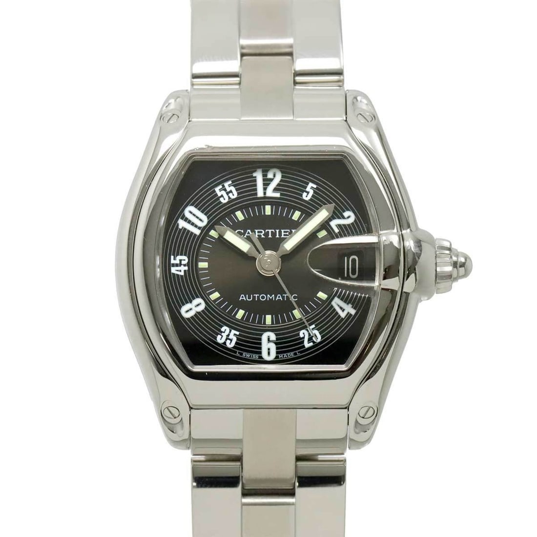 Cartier Roadster LM W62004V3 Men's Watch, Date, Black, Automatic Movement: --- Catalog ---Category: SizeWrist Size: 18.5cm / 7.28''Case Diameter: 39mm / 1.54''Category: DesignType: WristwatchGender: MenColor (Dial): BlackMaterial (Band): Stainless steelMaterial (Case): Stain