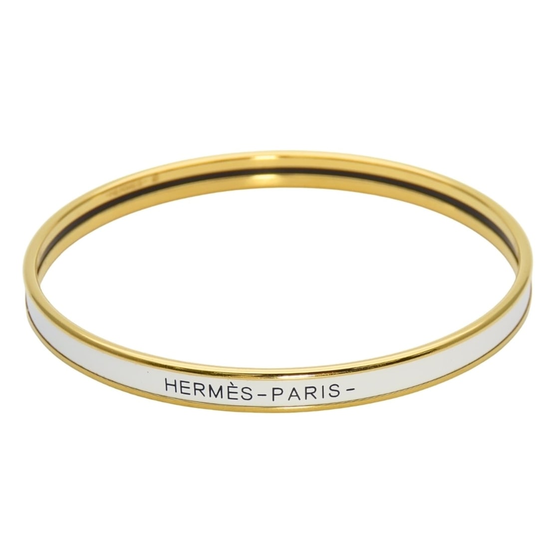 Hermes Bracelet Uni Enamel Metal White Gold Plated Bangle Women's HERMES: --- Catalog ---Category: SizeWidth: 5mm / 0.19''Length: 19.5cm / 7.67''Weight: 11.7g / 0.41oz.Category: DesignType: Charm braceletColor: Gold, WhiteGender: WomenMaterial: Enamel, MetalCategory: Genera