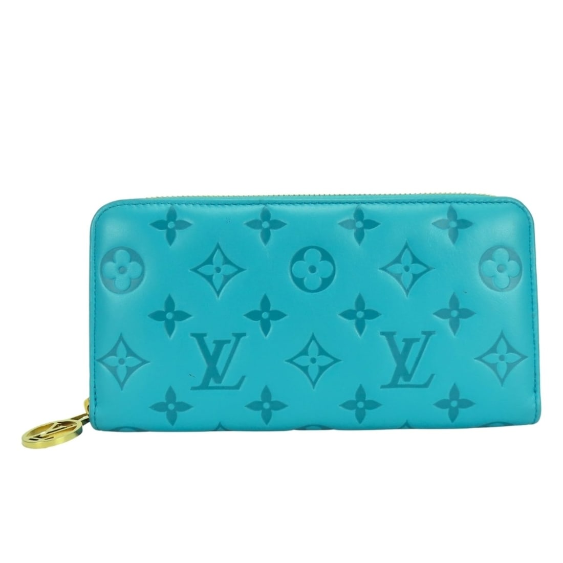 Louis Vuitton Zippy Wallet Coussin M81512 Monogram Turquoise Blue Embossed Long for Women LOUIS: --- Catalog ---Category: SizeWeight: 256g / 9.03oz.Size (HxWxD): 10cm x 19cm x 2.5cm / 3.93'' x 7.48'' x 0.98''Category: DesignType: Long wallet (bi-fold)Color: TurquoiseGender: WomenClosure: