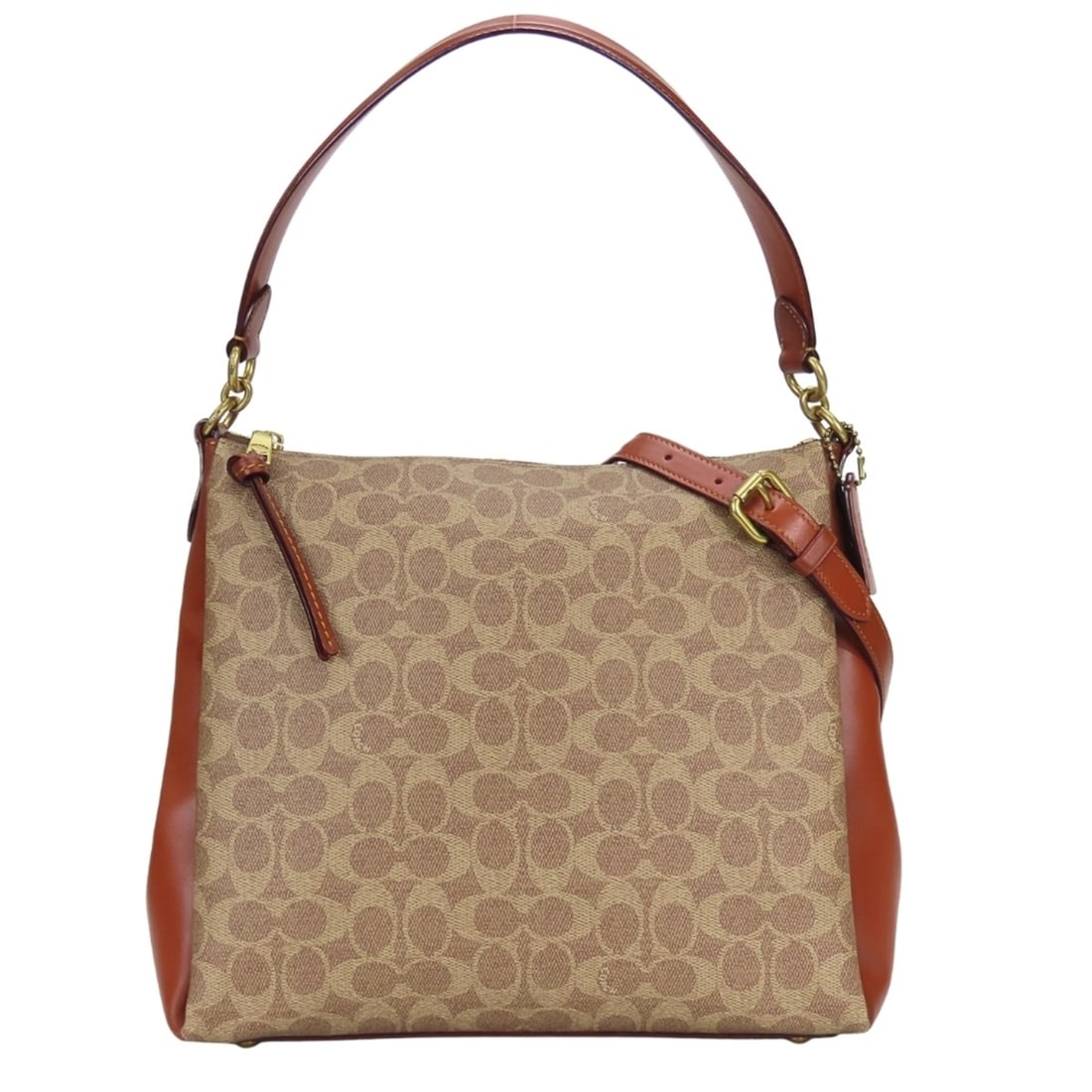 Coach Shoulder Bag Signature 597 Leather Rust Brown Beige Women's COACH: --- Catalog ---Category: SizeWeight: 780g / 1.71lb.Size (HxWxD): 26.5cm x 33cm x 11.5cm / 10.43'' x 12.99'' x 4.52''Strap Length: 105cm - 121cm / 41.33'' - 47.63''Handle Length: 54cm / 21.25''Category
