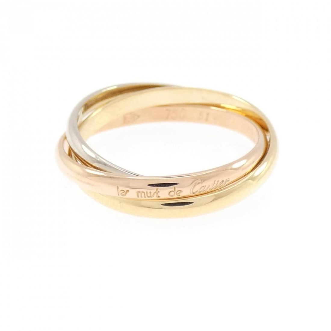 Cartier Trinity Ring: --- Catalog ---Category: SizeUS Size: 6Brand Size: 51Category: DesignType: Band ringGender: WomenMaterial: Pink gold (18K), White gold (18K), Yellow gold (18K)Category: GeneralBrand: Cartier--- Item