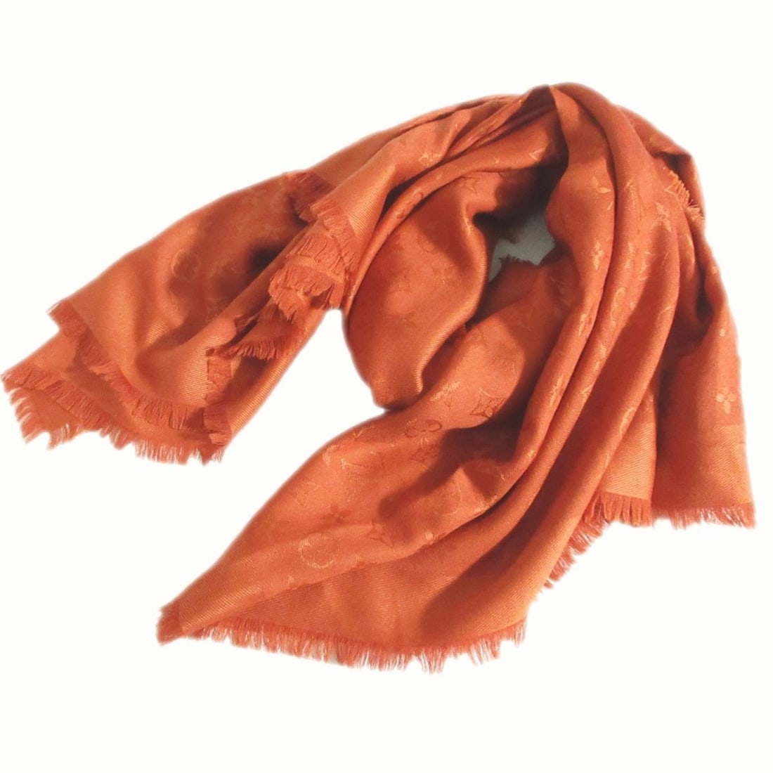 LOUIS VUITTON Louis Vuitton Silk Wool Monogram Large Stole Shawl M75082 Orange Women's: --- Catalog ---Category: SizeSize (LxW): 1.4m x 1.4m / 55.11'' x 55.11''Category: DesignType: StoleColor: OrangeGender: WomenMaterial: Silk , Wool Category: GeneralBrand: Louis Vuitton--- Item List --