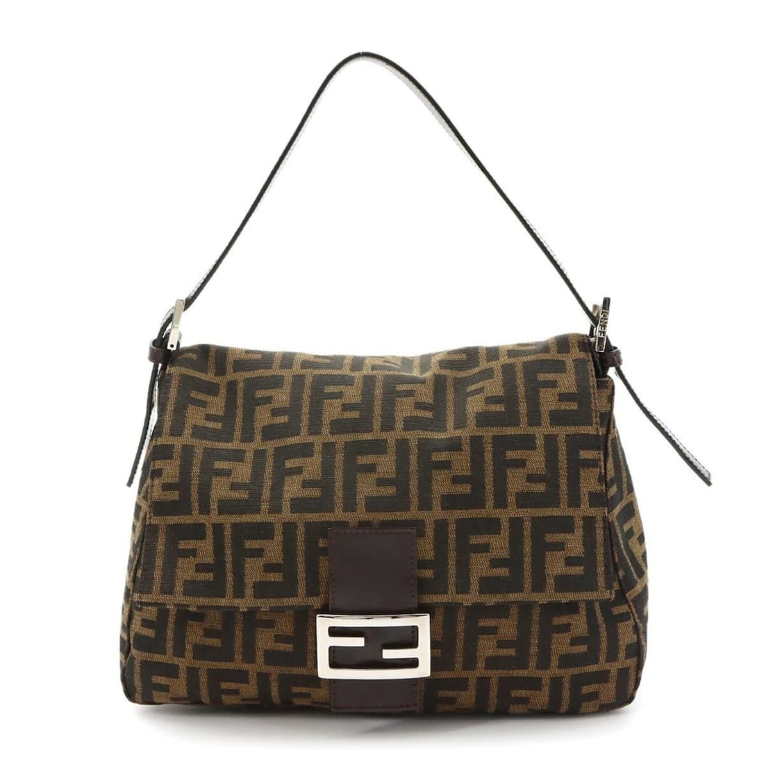Fendi Zucca Mamma Baguette Shoulder Handbag, Canvas and Leather, Brown, 26325: --- Catalog ---Category: SizeSize (HxWxD): 20.5cm x 28cm x 11.5cm / 8.07'' x 11.02'' x 4.52''Category: DesignType: Handbag, Shoulder bagColor: Black, BrownGender: WomenMaterial: Canvas , Leather Categ