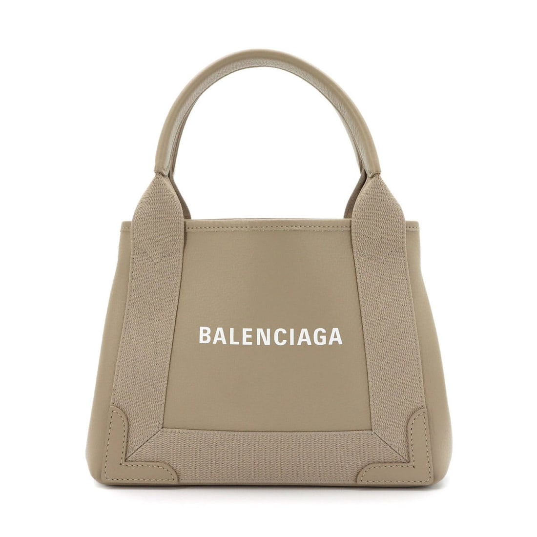Balenciaga Navy Cabas XS Tote Handbag, Leather & Canvas, Beige, 390346, Silver Hardware: --- Catalog ---Category: SizeSize (HxWxD): 18.5cm x 25cm x 7.5cm / 7.28'' x 9.84'' x 2.95''Category: DesignType: Handbag, Tote bagColor: Beige, WhiteGender: WomenMaterial: Leather , Canvas Category: G
