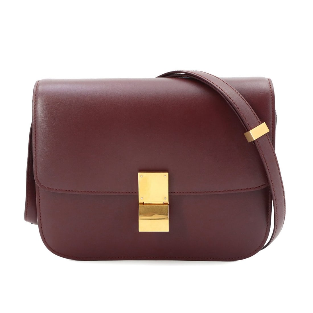 Celine Classic Box Medium Shoulder Handbag, Leather, Bordeaux, 189173 (1 of 11)