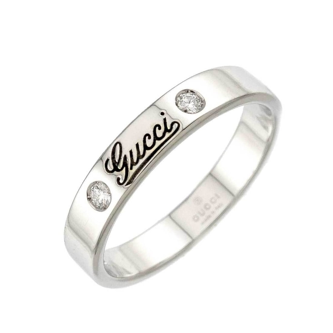 Gucci Icon Print #20 Ring with Diamonds, 18K White Gold (750), ICON: --- Catalog ---Category: SizeJP Size: 19.5US Size: 9.5Category: DesignType: Band ringGender: MenMaterial: White gold (18K)Category: GeneralBrand: Gucci--- Item List ---Section: ConditionRanking: Rank 