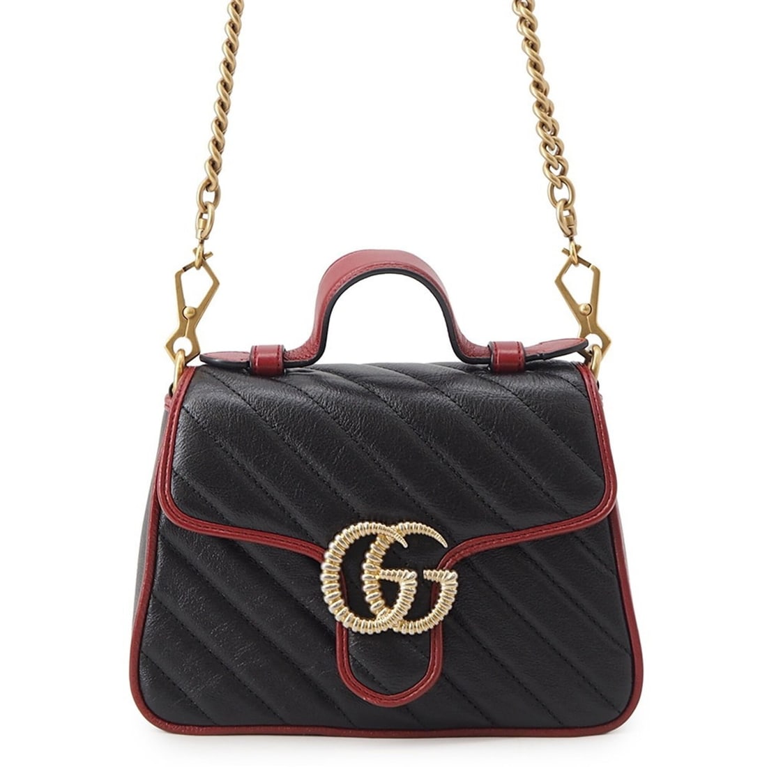 Gucci GG Marmont Mini Handbag Leather 583571 GUCCI 2-way Shoulder Bag Black: --- Catalog ---Category: SizeWeight: 530g / 1.16lb.Size (HxWxD): 15cm x 21cm x 8cm / 5.9'' x 8.26'' x 3.14''Strap Length: 113cm / 44.48''Category: DesignType: Handbag, Shoulder bagColor: Black, Red co