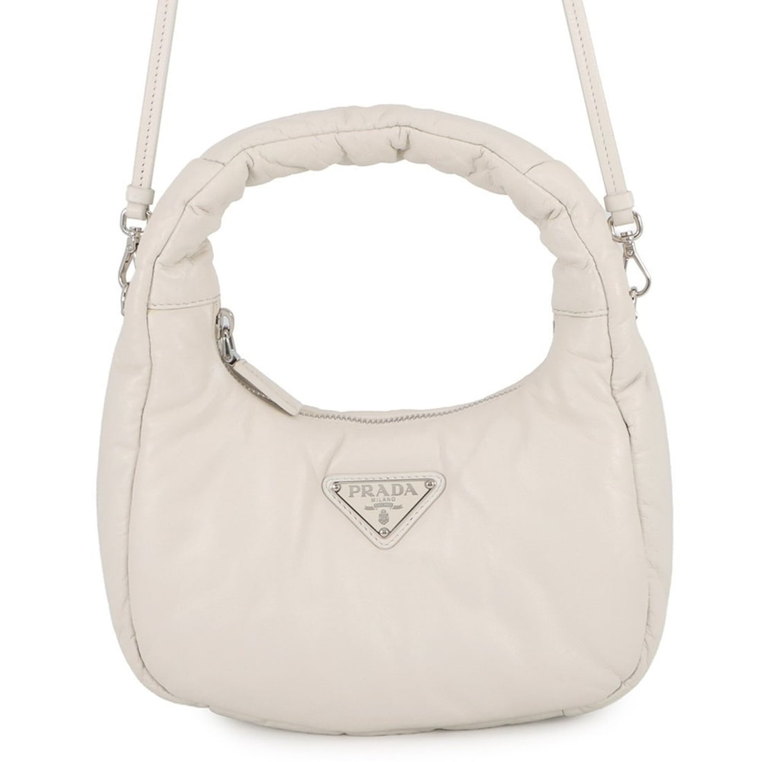 Prada Triangle Soft Leather Handbag 1BA384 2-way Shoulder Bag White PRADA (1 of 16)