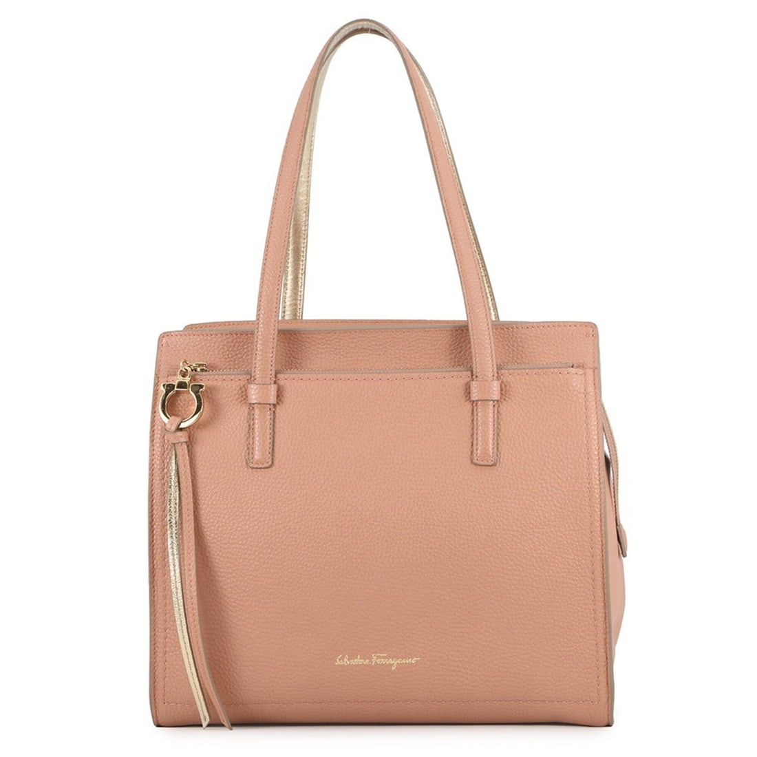 Salvatore Ferragamo Gancini Amy Leather Tote Bag 21F216 Handbag for Women: --- Catalog ---Category: SizeSize (HxWxD): 27cm x 30cm x 14cm / 10.62'' x 11.81'' x 5.51''Category: DesignType: Handbag, Tote bagColor: PinkGender: WomenMaterial: Leather Category: GeneralMPN: 21F216B