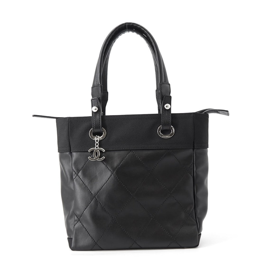 Chanel Paris Biarritz Tote PM Matelassé Coco Mark Small Leather Canvas A34208 CHANEL Handbag Black: --- Catalog ---Category: SizeSize (HxWxD): 27cm x 25cm x 11cm / 10.62'' x 9.84'' x 4.33''Category: DesignType: Handbag, Tote bagColor: BlackGender: WomenMaterial: Leather , Canvas Category: GeneralMPN