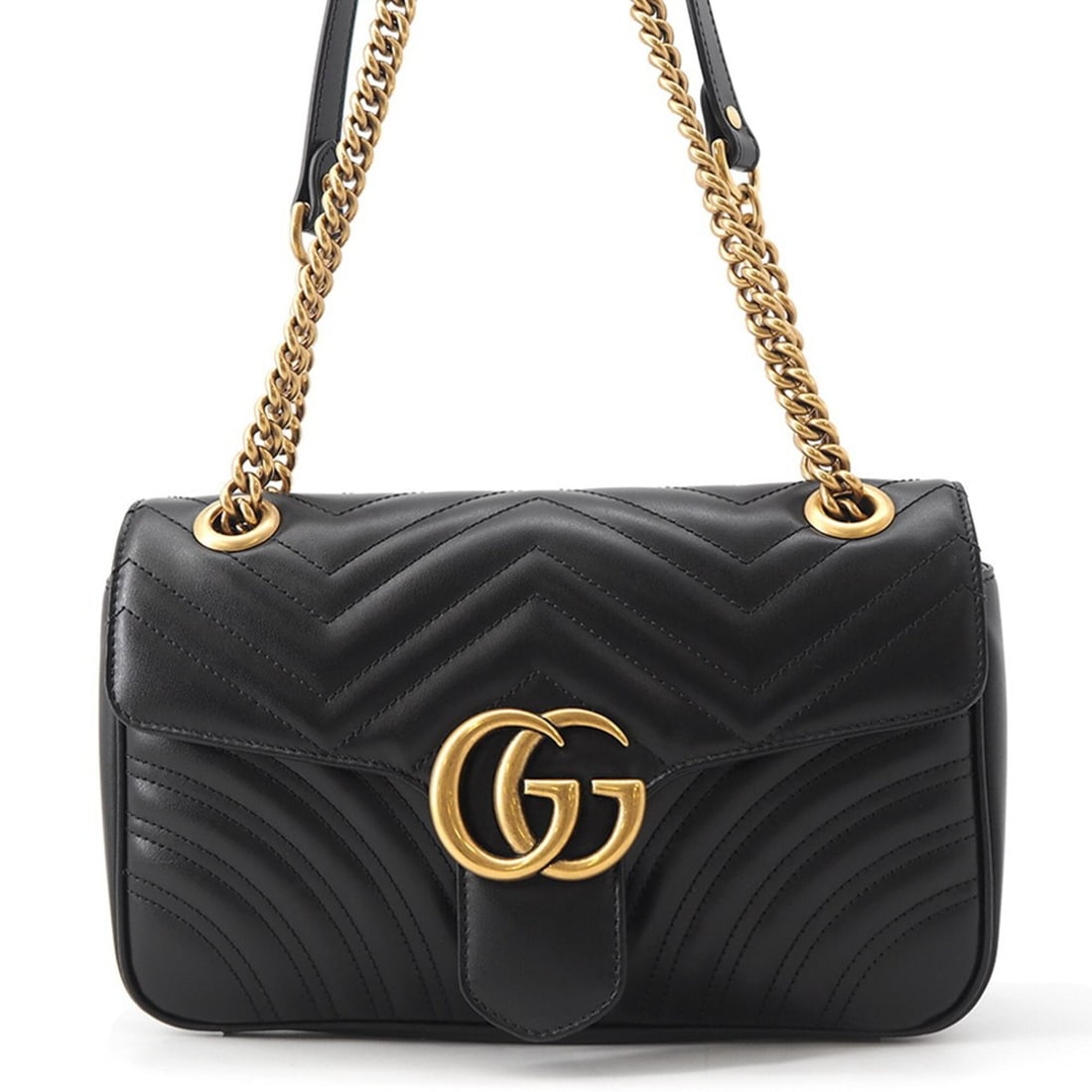 Gucci Chain Shoulder Bag GG Marmont Medium Quilted Leather 443497 GUCCI Handbag Black Women's (1 of 17)