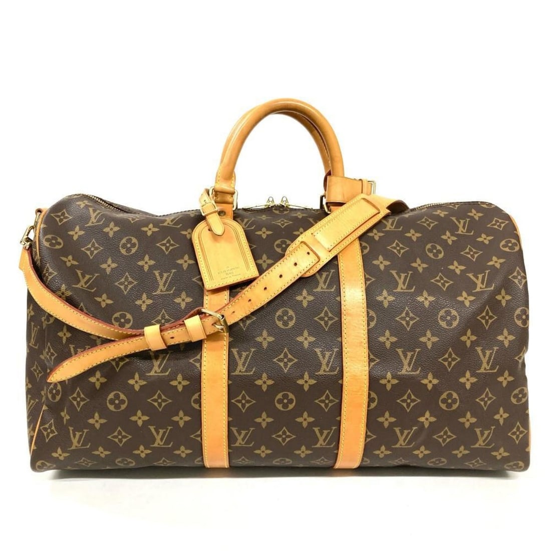 Louis Vuitton Keepall 50 Bandoulière Boston Bag, Monogram Canvas and Leather, M41416, Brown with: --- Catalog ---Category: SizeSize (HxWxD): 27cm x 50cm x 22cm / 10.62'' x 19.68'' x 8.66''Category: DesignType: Boston bagColor: BrownGender: Women,MenMaterial: Monogram , Canvas , Leather Category: G