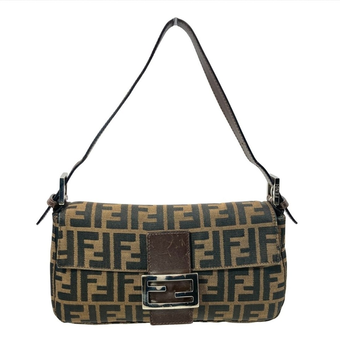 Fendi Zucca pattern Mamma Bucket shoulder bag, canvas, brown, silver hardware.: --- Catalog ---Category: SizeSize (HxWxD): 15cm x 26cm x 4cm / 5.9'' x 10.23'' x 1.57''Category: DesignType: Shoulder bagColor: BrownGender: WomenMaterial: Canvas Category: GeneralBrand: Fendi--- Item