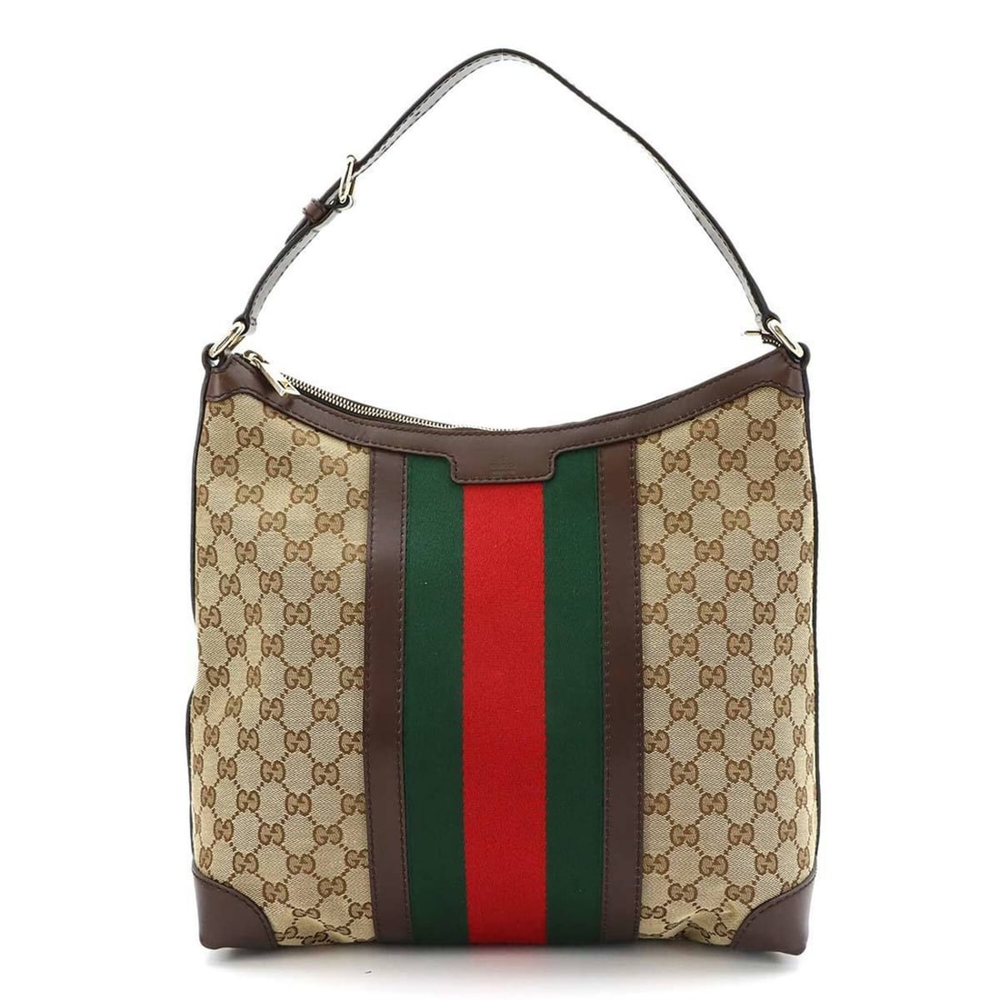 Gucci GG Canvas Shoulder Handbag, Leather, Beige/Brown, 257084, Sherry Line, Gold Hardware.: --- Catalog ---Category: SizeSize (HxWxD): 30cm x 32cm x 13cm / 11.81'' x 12.59'' x 5.11''Category: DesignType: Handbag, Shoulder bagColor: Beige, BrownGender: WomenMaterial: GG canvas , Leather Categ