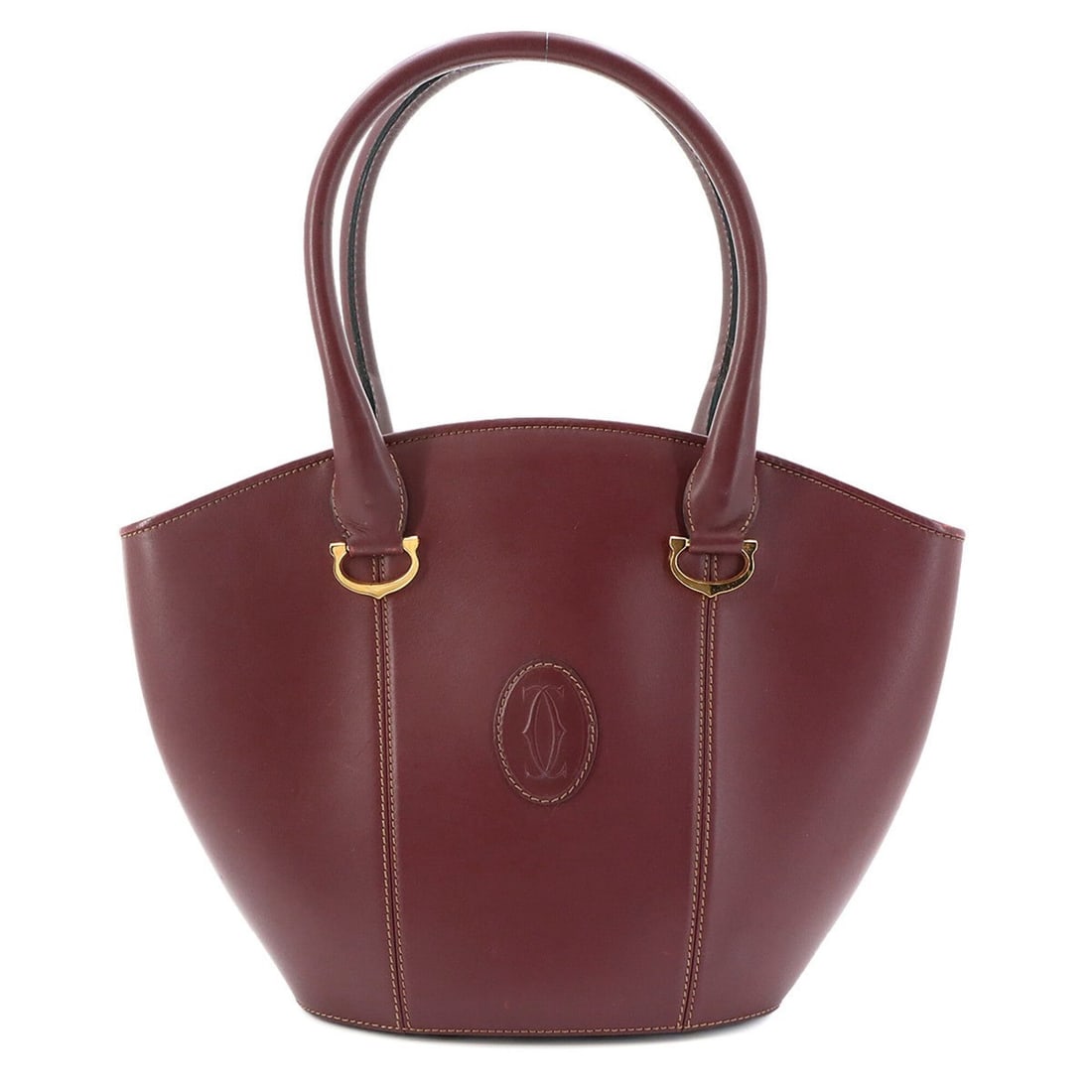 Cartier Must Line Handbag, Leather, Bordeaux, Gold Hardware: --- Catalog ---Category: SizeSize (HxWxD): 25cm x 35cm x 10.5cm / 9.84'' x 13.77'' x 4.13''Category: DesignType: HandbagColor: BordeauxGender: WomenMaterial: Leather Hardware Color: GoldCategory: Gene