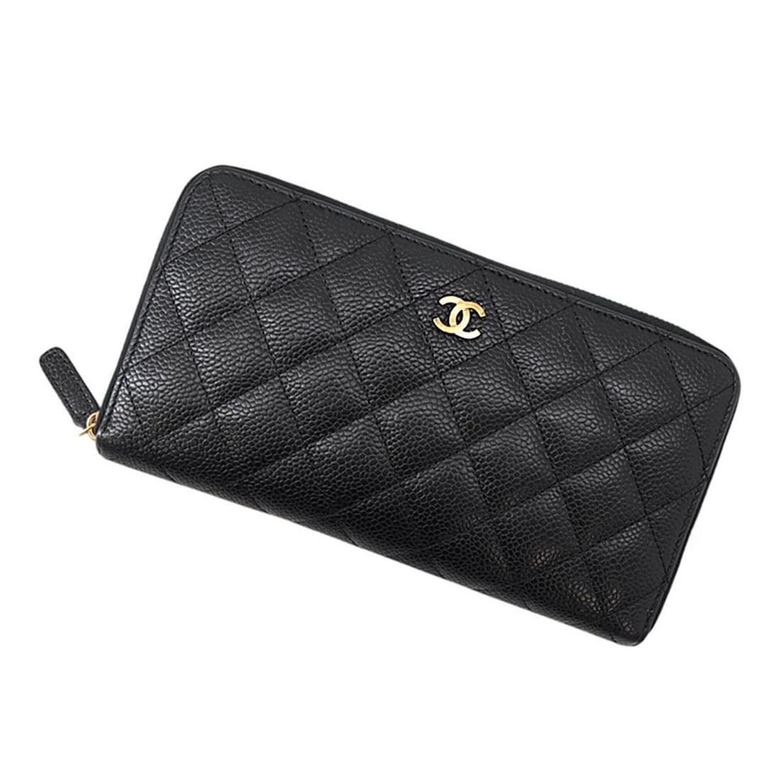 Chanel Matelassé Classic Long Zip Wallet with Coco Mark, Caviar Leather, A50097, Black, Women's: --- Catalog ---Category: SizeSize (HxWxD): 10.5cm x 19.5cm / 4.13'' x 7.67''Category: DesignType: Long wallet (bi-fold)Color: BlackGender: WomenMaterial: Grained Calfskin Category: GeneralMPN: A50097B
