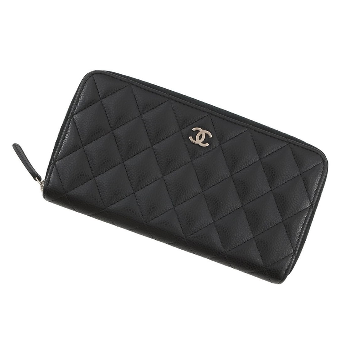 Chanel Classic Long Zip Wallet, Coco Mark, Matelassé Caviar Skin, AP0242, Black, Women's, CHANEL: --- Catalog ---Category: SizeSize (HxWxD): 10.5cm x 19.5cm / 4.13'' x 7.67''Category: DesignType: Long wallet (bi-fold)Color: BlackGender: WomenMaterial: Grained Calfskin Category: GeneralMPN: AP0242B
