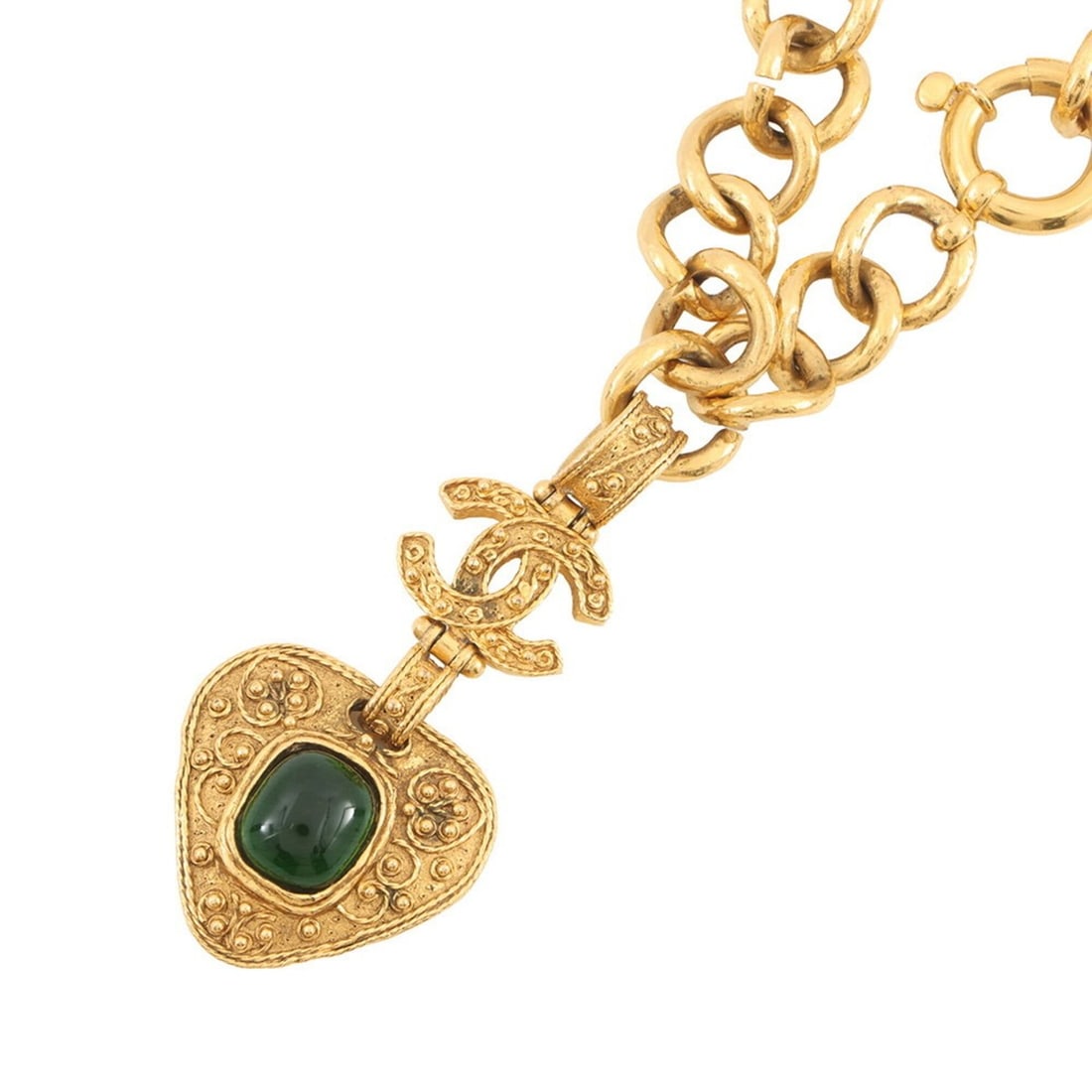 Chanel Necklace, Coco Mark, Gripoix 94A, Metal, Colored Stone, CHANEL, Women's, CHANEL (1 of 13)