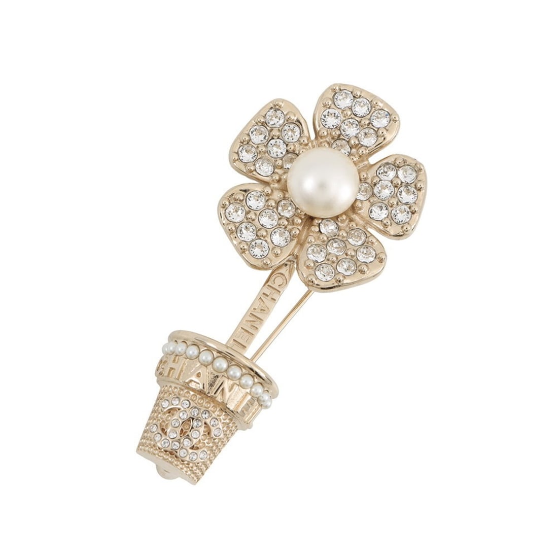 Chanel Brooch, Flower Motif, Coco Mark, Faux Pearl Rhinestones, B23S ABA573 CHANEL Brooch BROACH: --- Catalog ---Category: SizeSize (HxWxD): 6cm x 3cm / 2.36'' x 1.18''Category: DesignType: BroochColor: GoldGender: WomenMaterial: Metal, RhinestoneCategory: GeneralMPN: ABA573Brand: ChanelCountry of