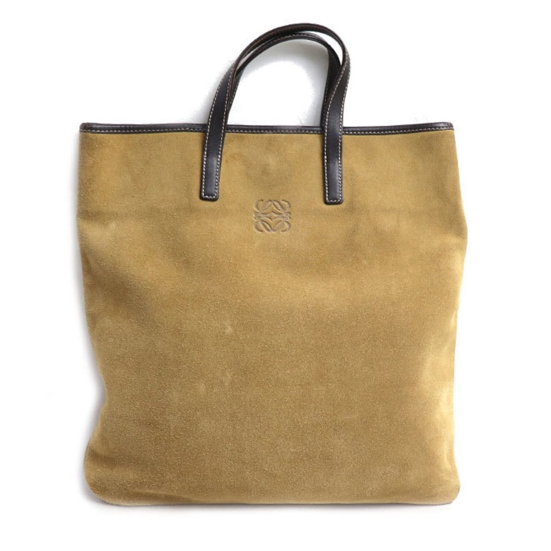 LOEWE Anagram Suede Tote Bag, Beige/Brown, Women's: --- Catalog ---Category: SizeSize (HxWxD): 32cm x 31cm / 12.59'' x 12.2''Category: DesignType: Tote bagColor: Beige, BrownGender: WomenMaterial: Suede , Leather Category: GeneralBrand: LoeweCountry of
