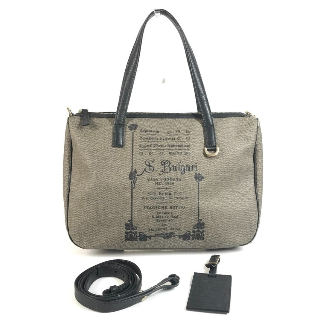 BVLGARI Collezione S.Bulgari Logo Handbag, Crossbody Bag, 2-Way Tote Shoulder Leather, Men's & (1 of 17)