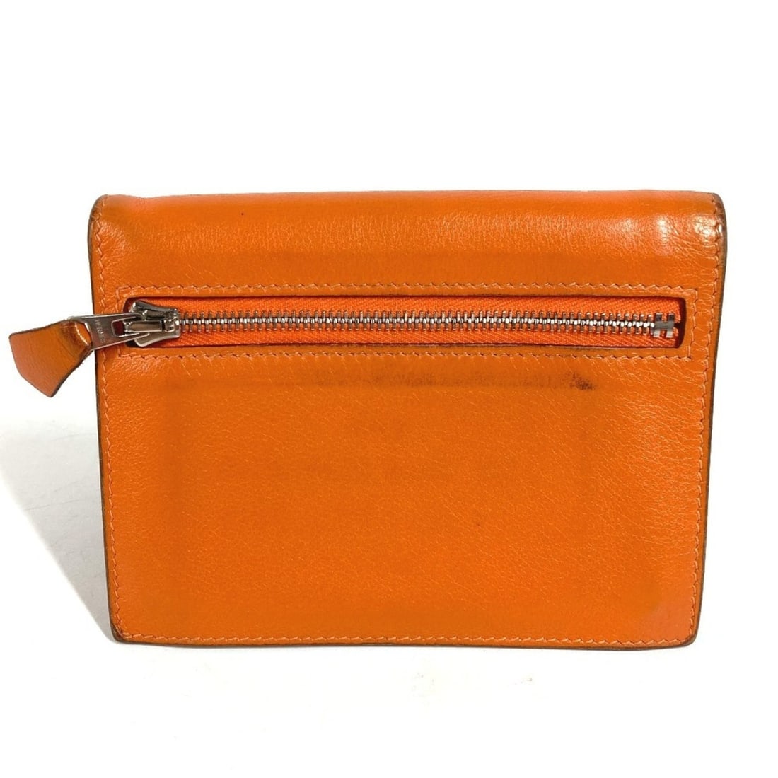 HERMES Zip Zack Compact Wallet, Bi-fold Swift Leather, Men's/Women's, Orange (1 of 12)