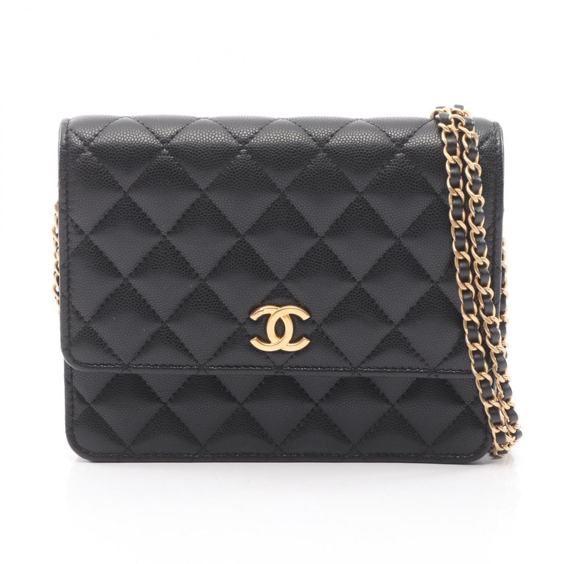 Chanel Matelassé Wallet, Chain Shoulder Bag, Handbag, Caviar Leather (Grained Calfskin), Women's,: --- Catalog ---Category: SizeSize (HxWxD): 14.5cm x 18cm x 3cm / 5.7'' x 7.08'' x 1.18''Strap Length: 121cm / 47.63''Category: DesignType: Handbag, Shoulder bagColor: BlackGender: WomenMaterial: Grain