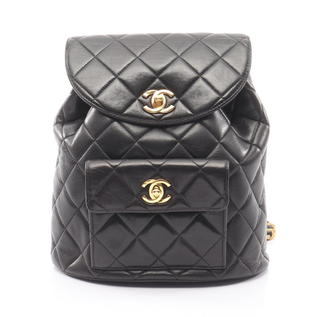 Chanel Matelassé Backpack/Handbag, Lambskin Leather, Women's, Black (A04194) (1 of 13)