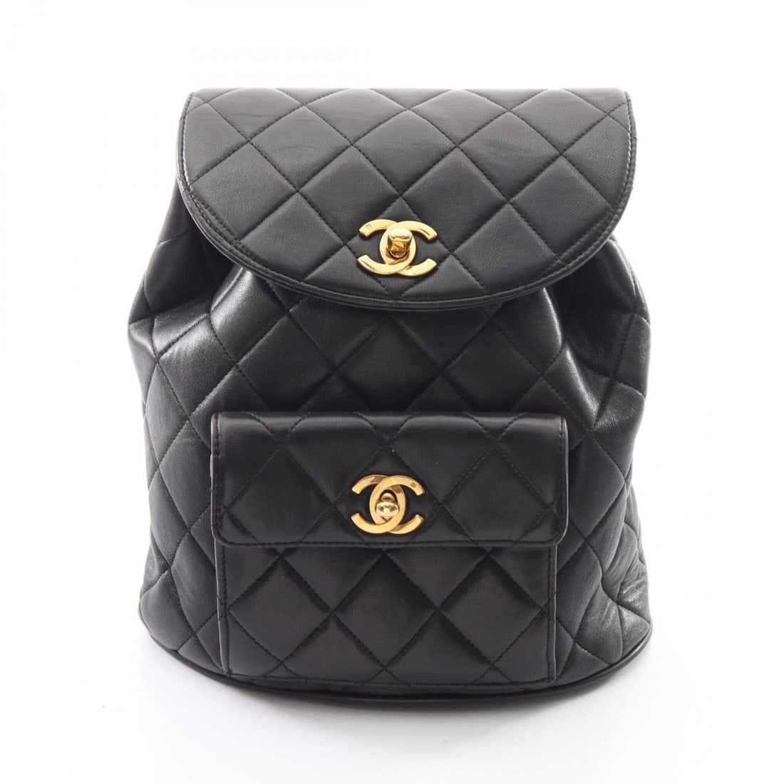 Chanel Matelassé Backpack/Handbag, Lambskin Leather, Women's, Black: --- Catalog ---Category: SizeSize (HxWxD): 25cm x 21cm x 10cm / 9.84'' x 8.26'' x 3.93''Strap Length: 69cm - 75cm / 27.16'' - 29.52''Category: DesignType: Backpack, HandbagColor: BlackGender: WomenMat