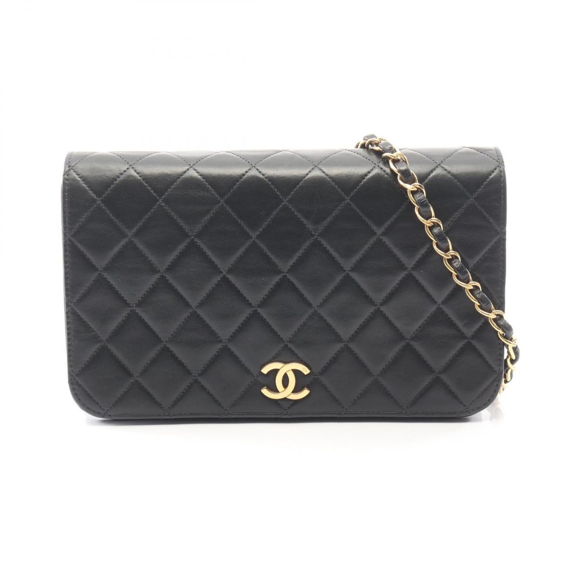 Chanel Matelassé Full Flap Push-Lock Shoulder Bag/Handbag, Lambskin Leather, Women's, Black (1 of 13)