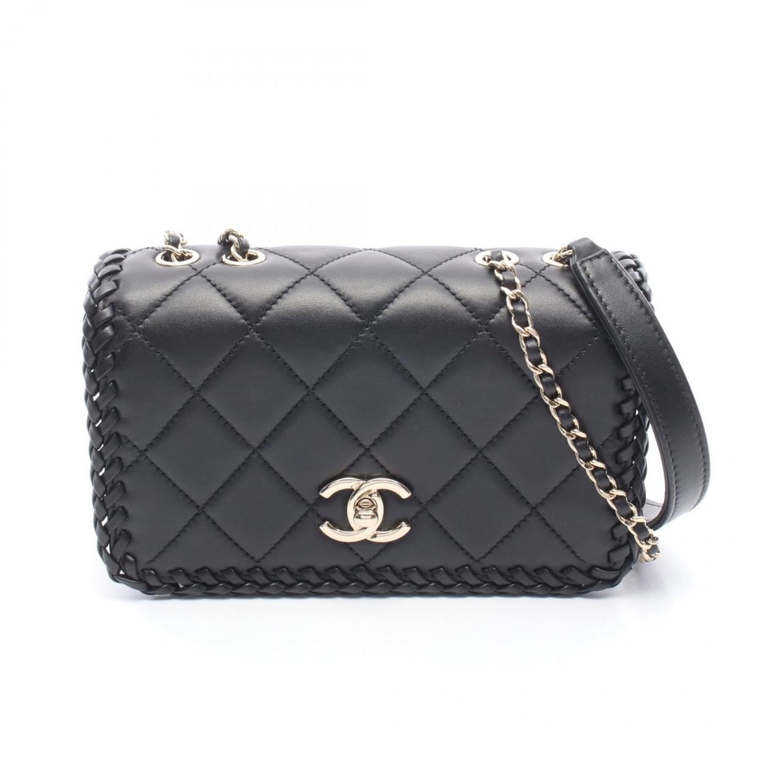 Chanel Matelassé Full Flap Shoulder Bag/Handbag, Lambskin Leather, Women's, Black (AS4234) (1 of 12)