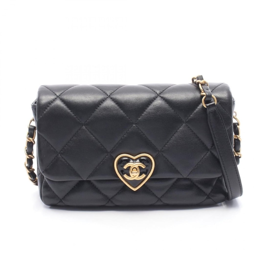 Chanel Matelassé Heart Lock Shoulder Bag Handbag Leather Women's Black AS3986: --- Catalog ---Category: SizeSize (HxWxD): 13cm x 21cm x 6cm / 5.11'' x 8.26'' x 2.36''Strap Length: 118cm / 46.45''Category: DesignType: Handbag, Shoulder bagColor: BlackGender: WomenMaterial: Leathe