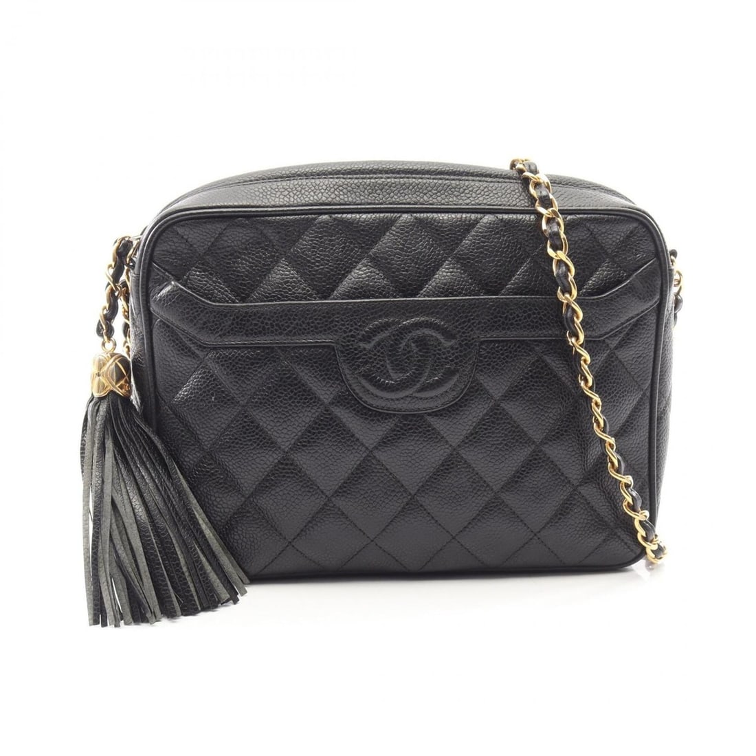 Chanel Matelassé Tassel Shoulder Bag/Handbag, Caviar Leather (Grained Calfskin), Women's, Black: --- Catalog ---Category: SizeSize (HxWxD): 16cm x 22cm x 6cm / 6.29'' x 8.66'' x 2.36''Strap Length: 110cm / 43.3''Category: DesignType: Handbag, Shoulder bagColor: BlackGender: WomenMaterial: Grained