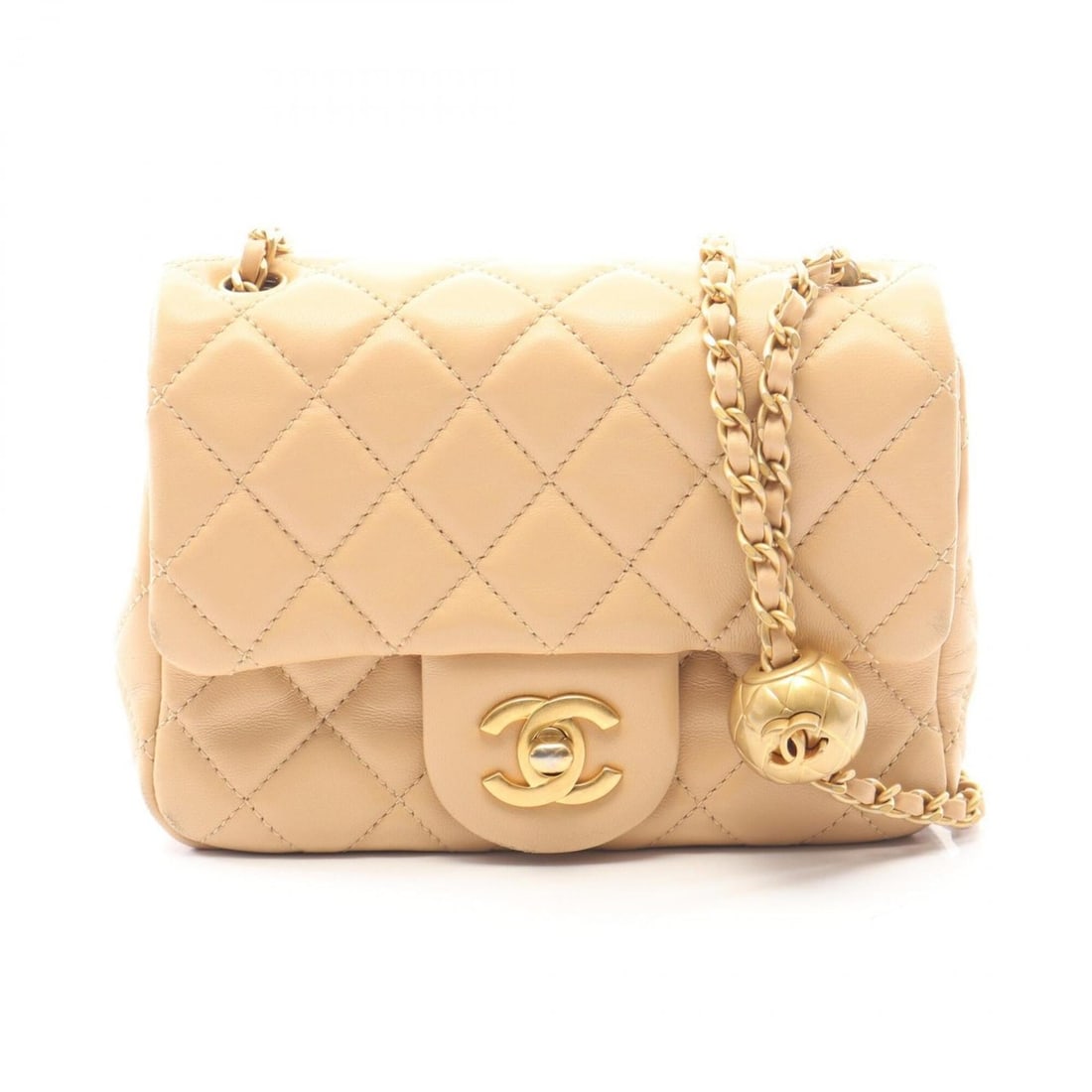 Chanel Matelassé Shoulder Bag/Handbag, Lambskin Leather, Women's, Beige (1 of 10)