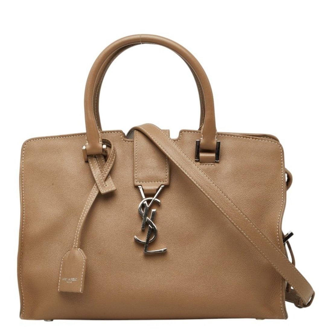 Saint Laurent Monogram Cabas Baby Handbag/Shoulder Bag, 2-Way, Beige, Silver Hardware, Leather, (1 of 12)