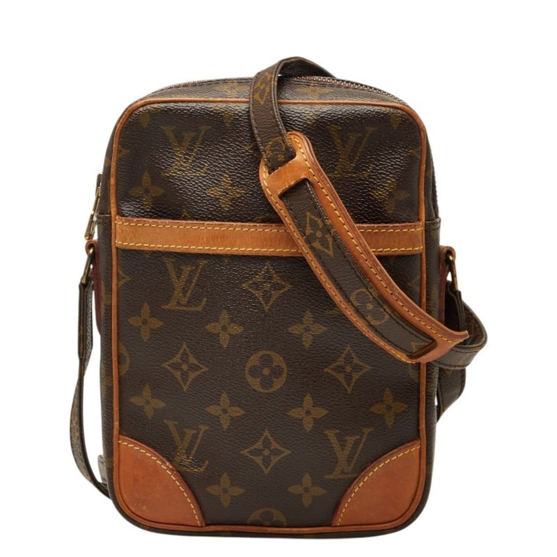 Louis Vuitton Monogram Danube Crossbody Shoulder Bag M45266 Brown Leather Women's LOUIS VUITTON: --- Catalog ---Category: SizeStrap Drop: 55cm / 21.65''Size (HxWxD): 21cm x 15cm x 4.5cm / 8.26'' x 5.9'' x 1.77''Category: DesignType: Shoulder bagColor: BrownGender: WomenClosure: ZipperMaterial: PV