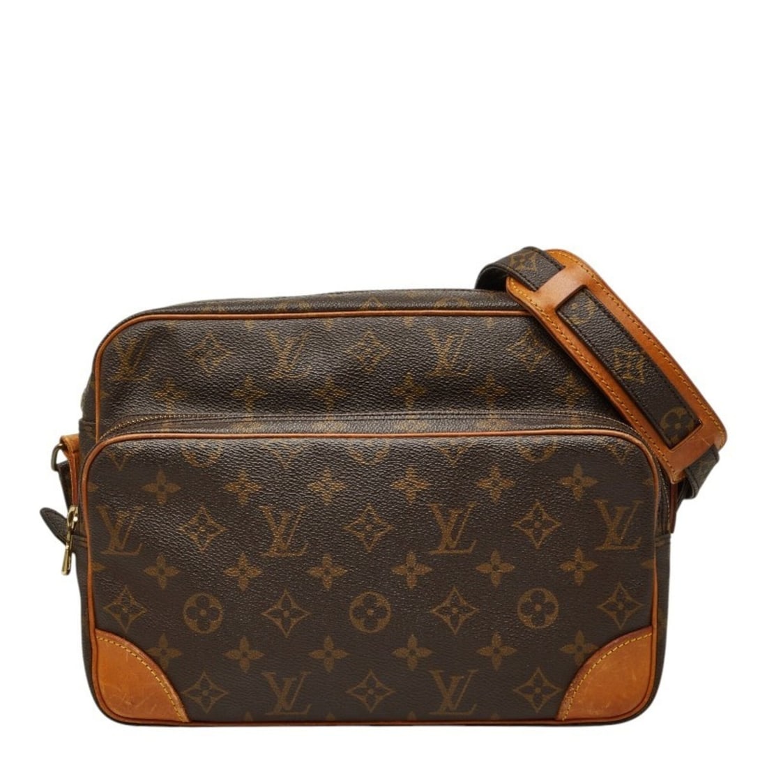 Louis Vuitton Monogram Nile Shoulder Bag M45244 Brown Leather Women's LOUIS VUITTON: --- Catalog ---Category: SizeStrap Drop: 50cm / 19.68''Size (HxWxD): 20cm x 28cm x 12cm / 7.87'' x 11.02'' x 4.72''Category: DesignType: Shoulder bagColor: BrownGender: WomenClosure: ZipperMaterial: P